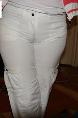 White pants bunny delivers hot camel toe